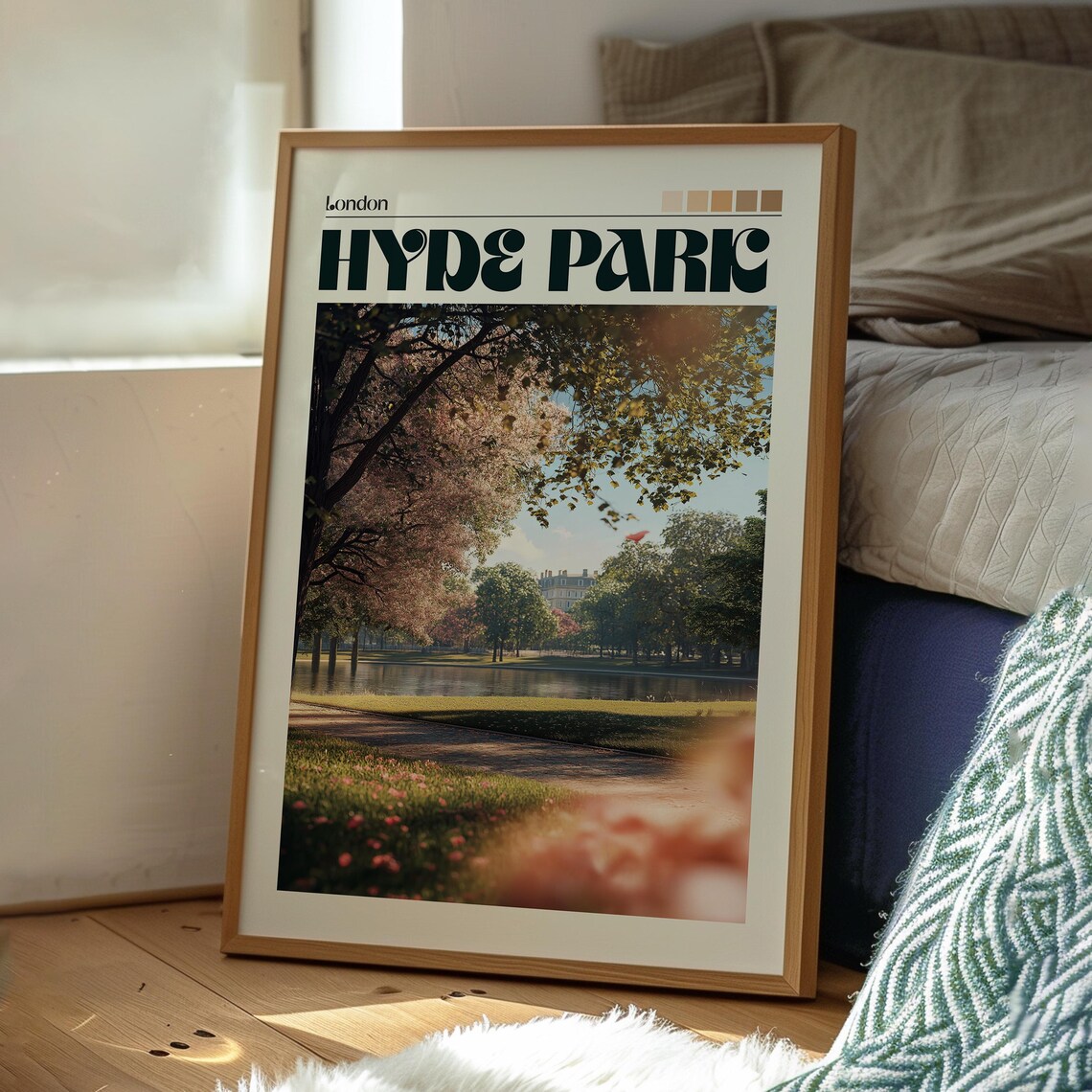 Hyde Park London Serpentine Blossom Trees Lakeside Travel Poster - Image 3