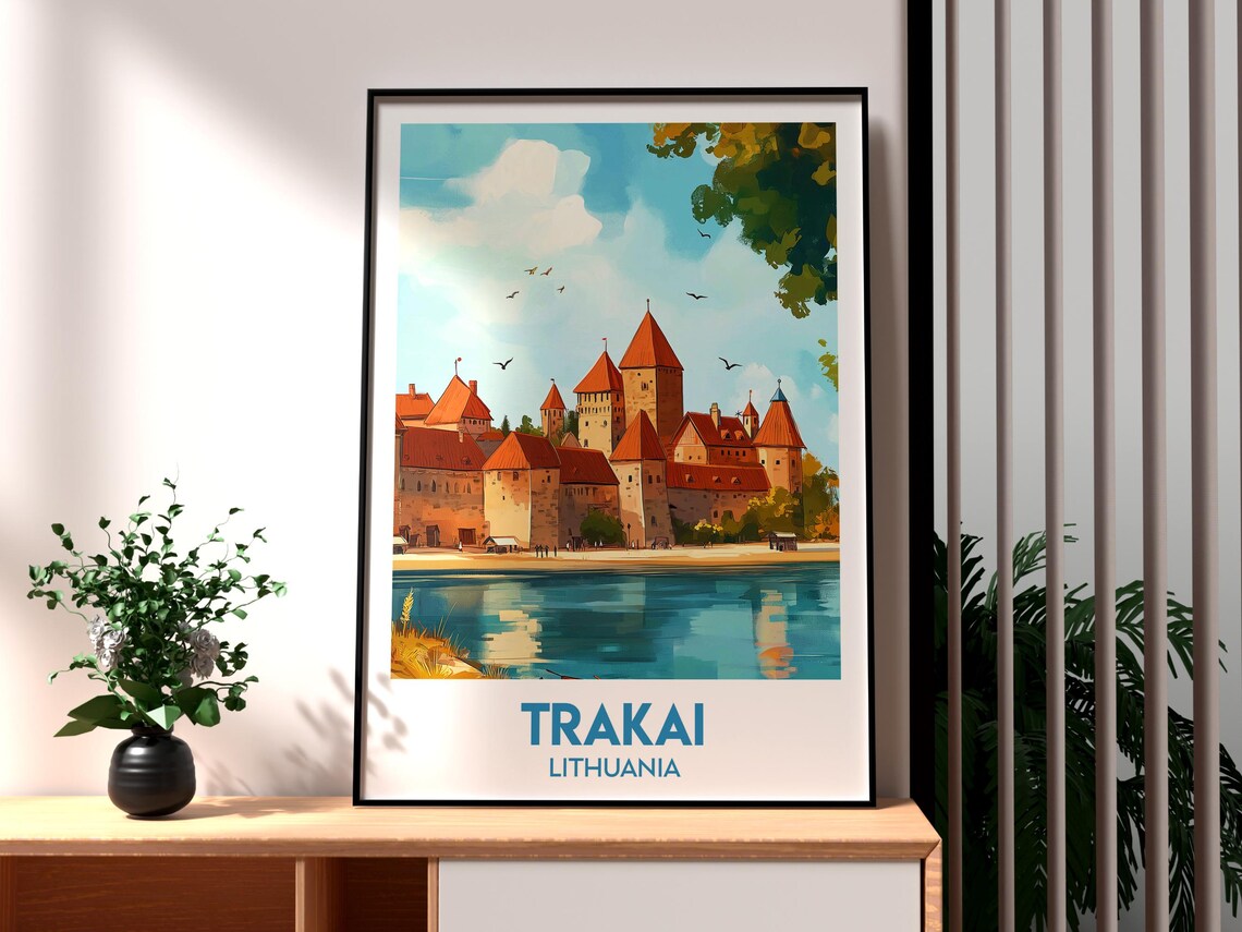 Trakai Lithuania Island Castle Lake View Historic Travel Poster