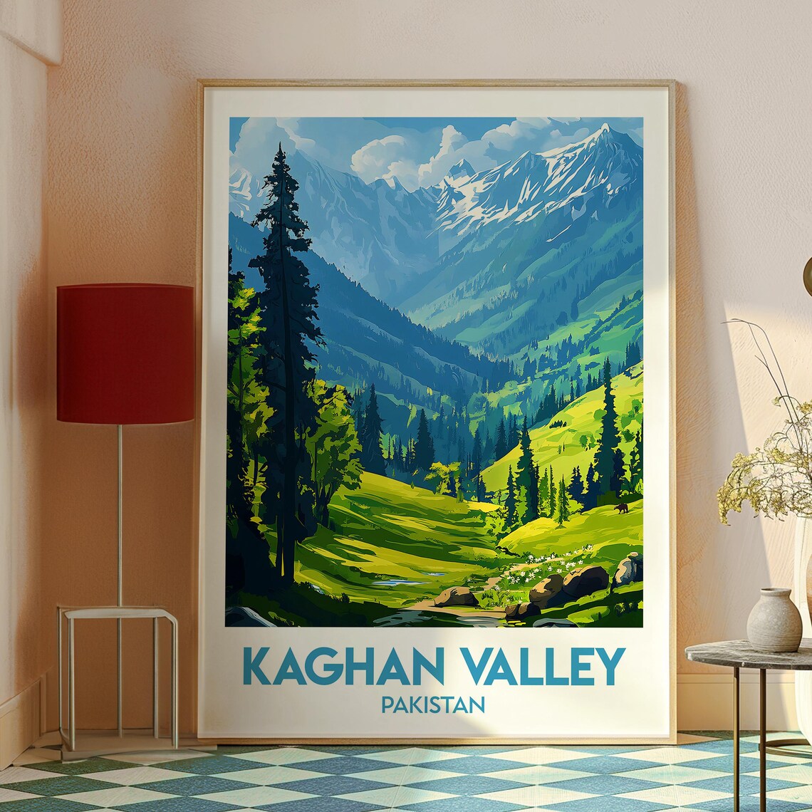 Kaghan Valley Pakistan Snow Capped Mountain Valley Travel Poster - Image 2