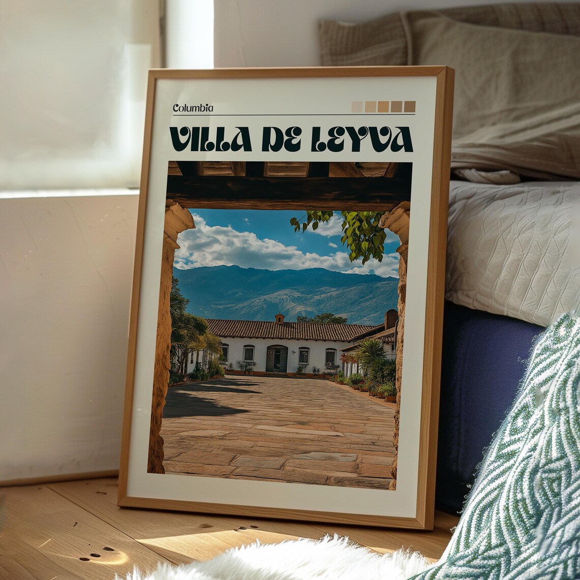Villa de Leyva Colombia Colonial Courtyard Mountains View Art Poster - Image 3