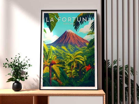 La Fortuna Print Costa Rica Wall Art Central America Poster Travel San Carlos