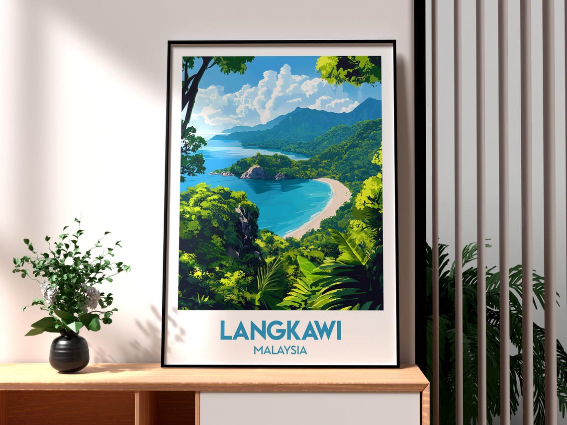 Langkawi Malaysia Travel Poster, Island Wall Art