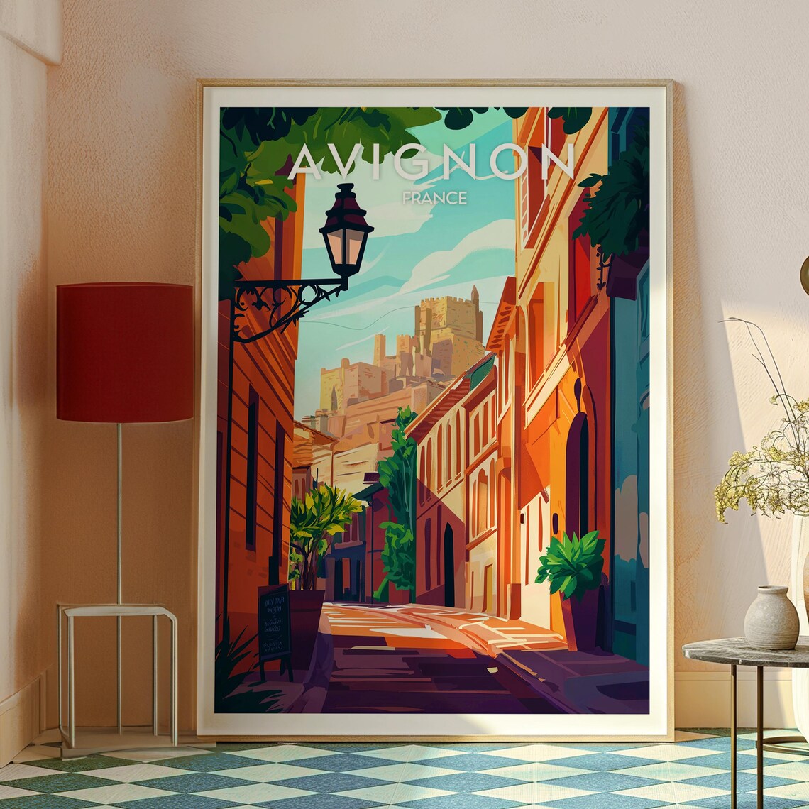 Avignon France Provence Old Town Street Palais des Papes Travel Poster - Image 2
