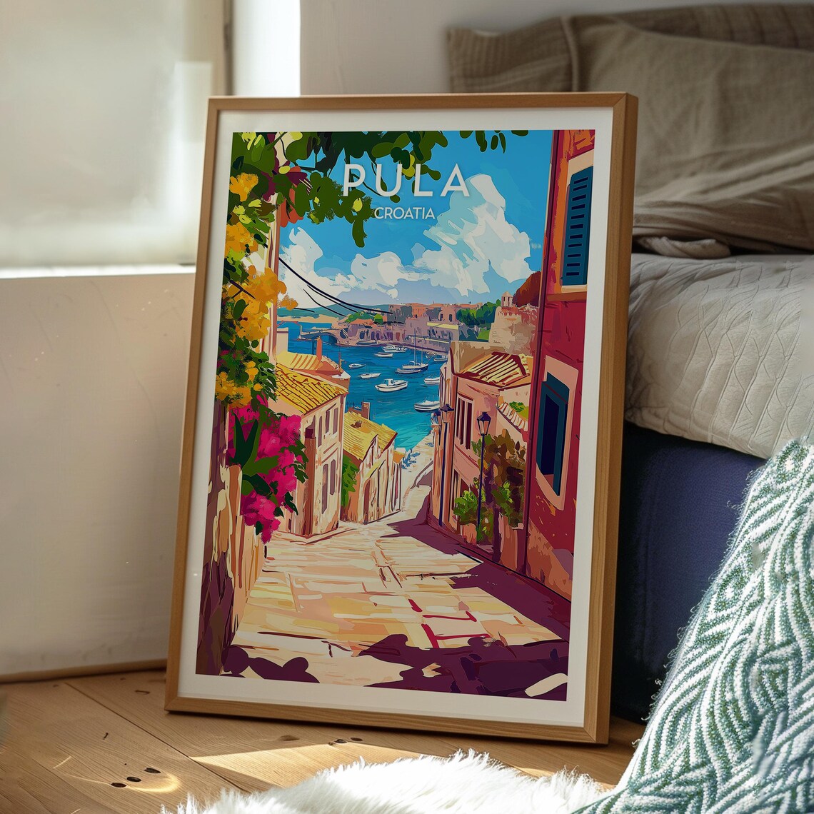 Pula Croatia Harbor Street Boats Adriatic Coastal Travel Poster - Image 3