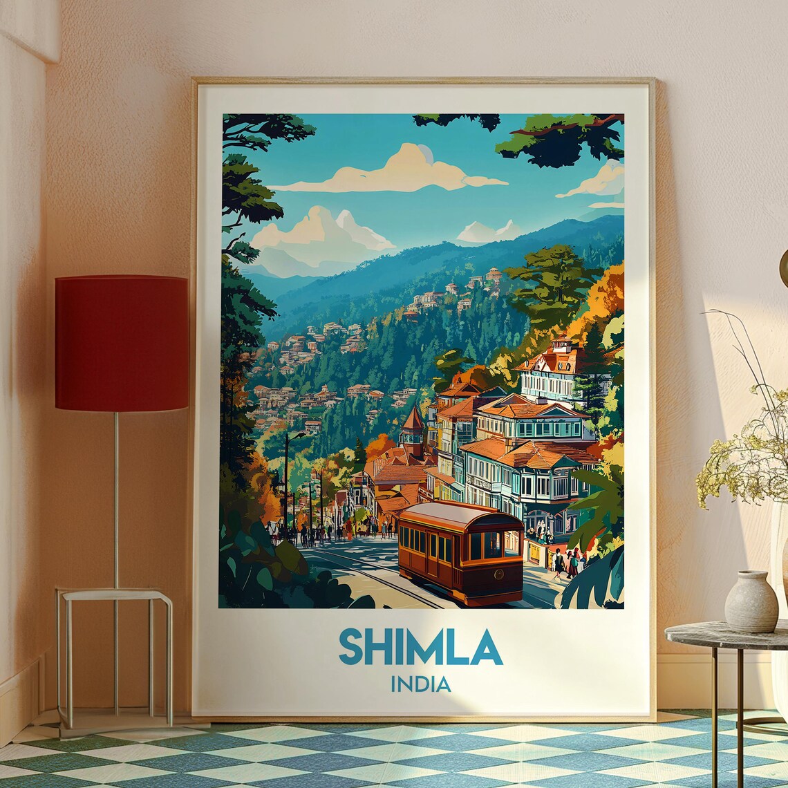Shimla India Hill Station Toy Train Colonial Buildings Poster - Image 2