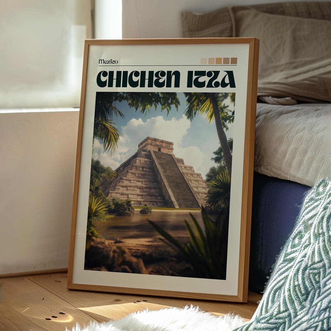 Chichen Itza Mexico El Castillo Mayan Pyramid Jungle Travel Poster - Image 3