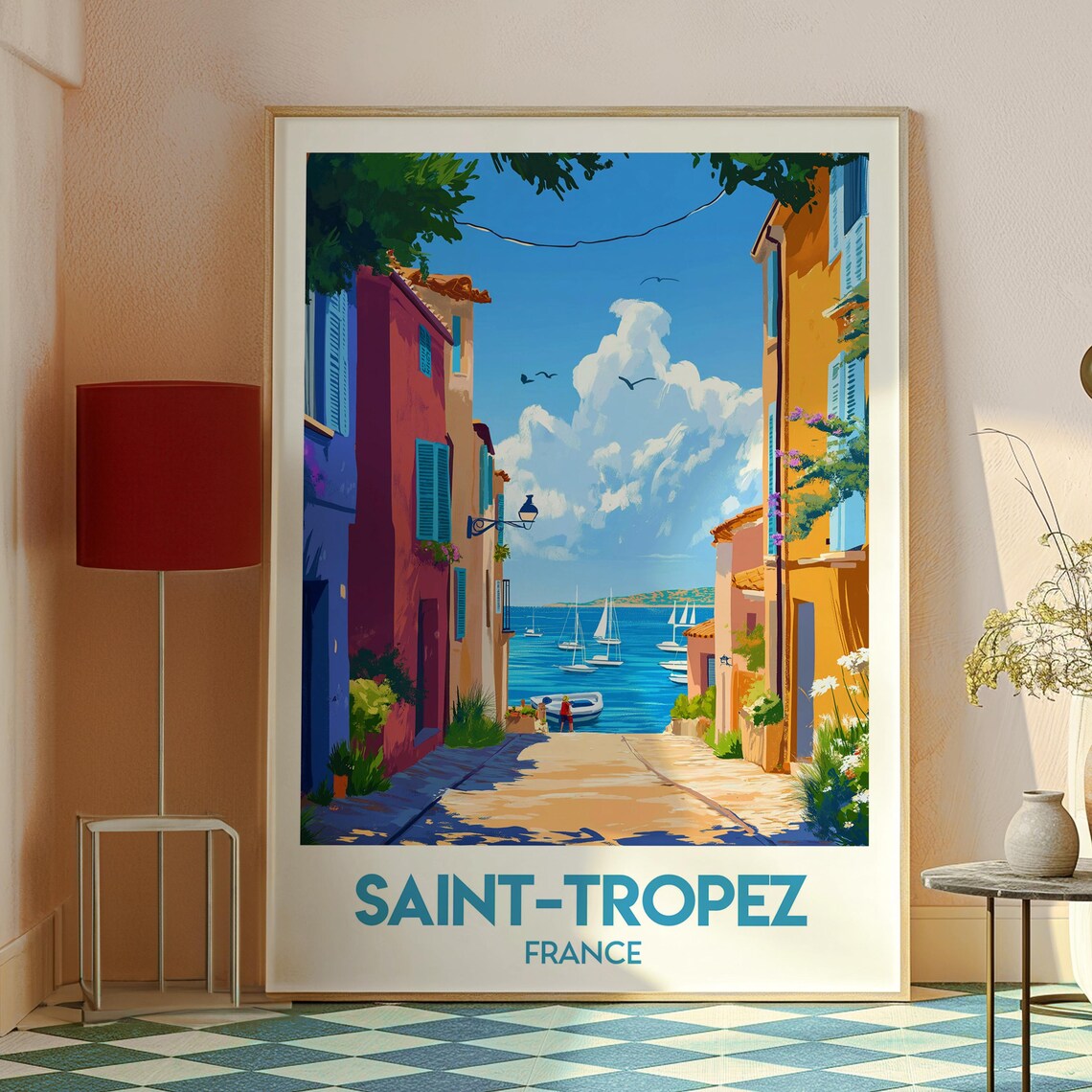 Saint Tropez France Harbor Alley Sailboats Riviera Travel Poster - Image 2
