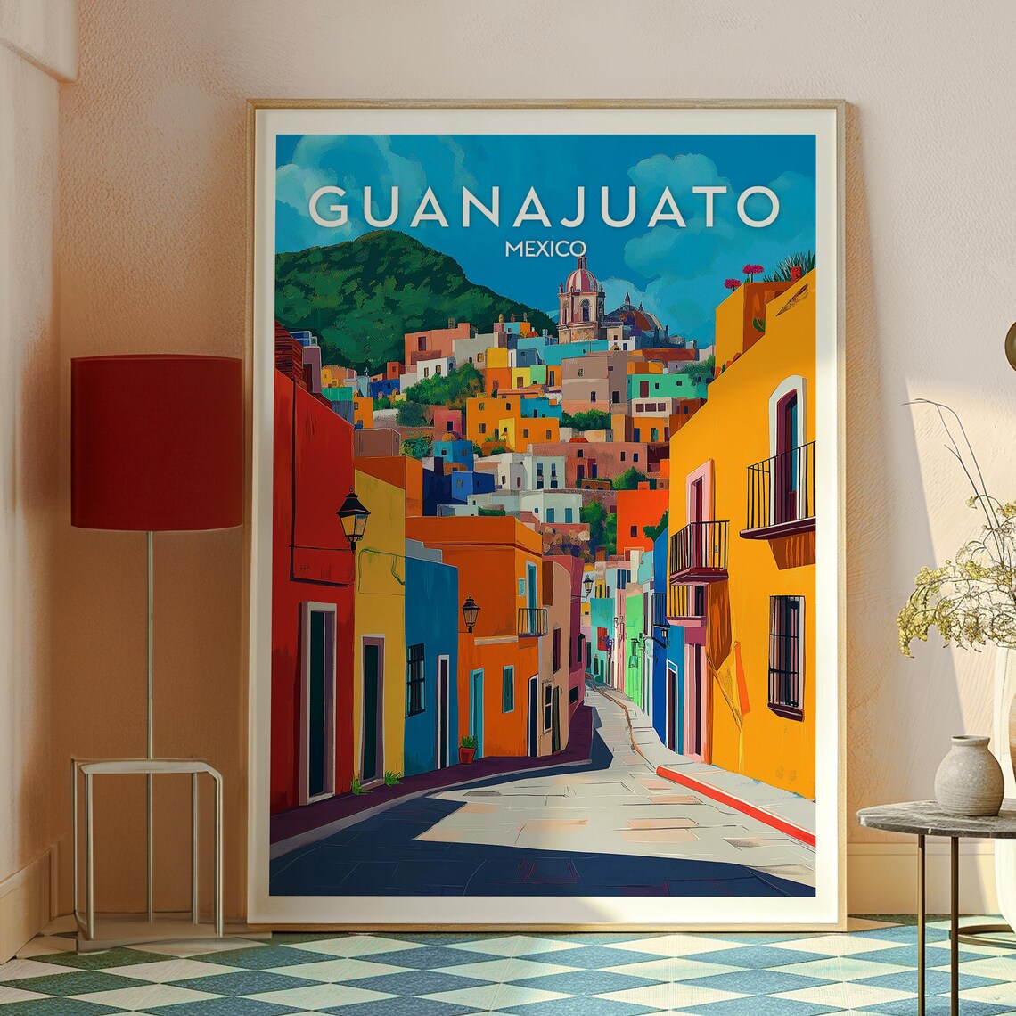 Guanajuato Mexico Colorful Colonial Street Scene Travel Poster - Image 2