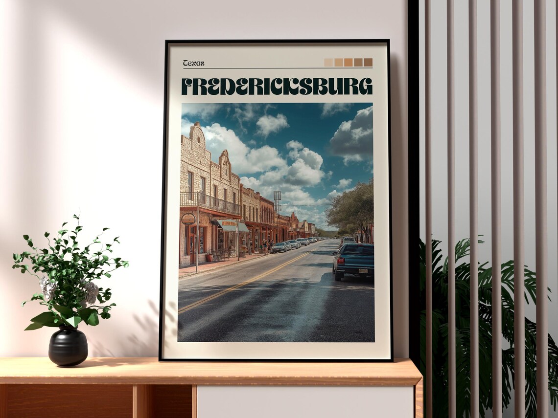 Fredericksburg Texas Historic Main Street Vintage Shops Poster