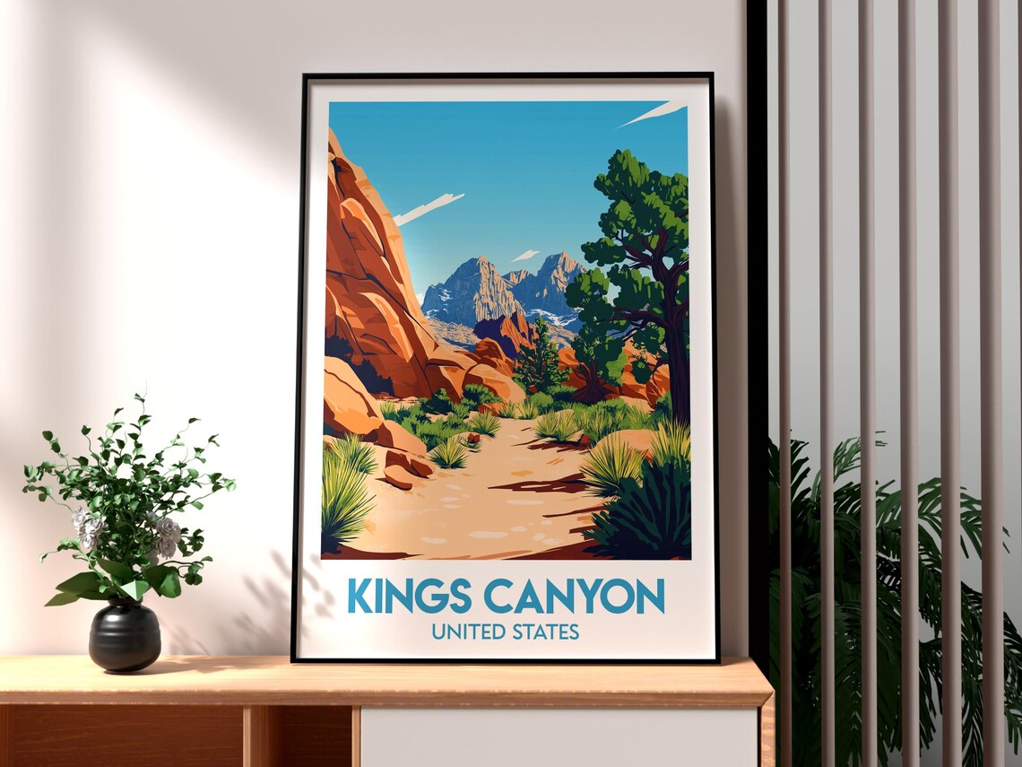 Kings Canyon United States Red Rock Desert Trail Scene Poster