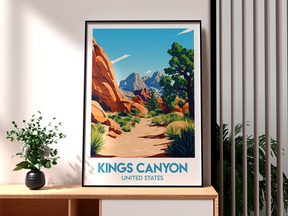 Kings Canyon United States Red Rock Desert Trail Scene Poster
