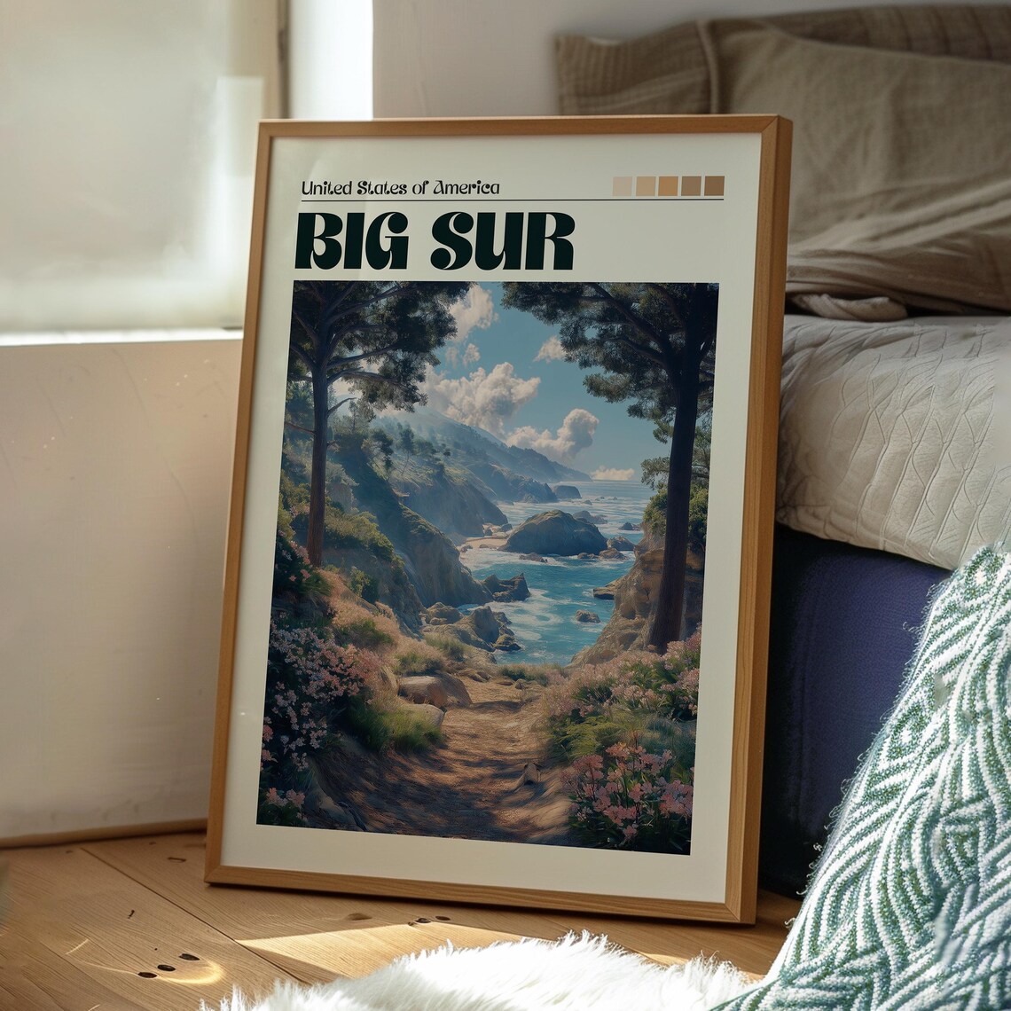 Big Sur California Coastal Cliffs Ocean Trail View Travel Poster - Image 3