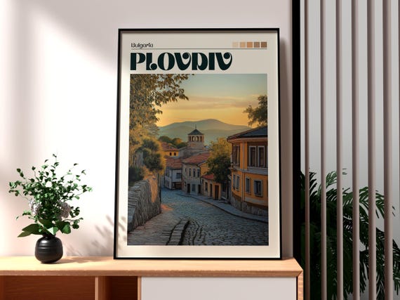 Plovdiv Travel Poster, Bulgaria City Art Print