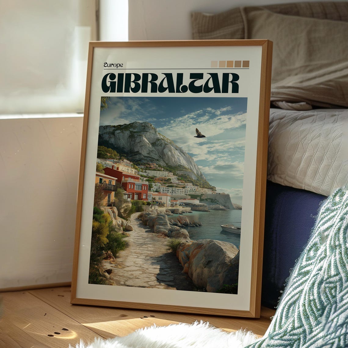 Gibraltar Europe The Rock Coastal Town Bay Path Travel Poster - Image 3