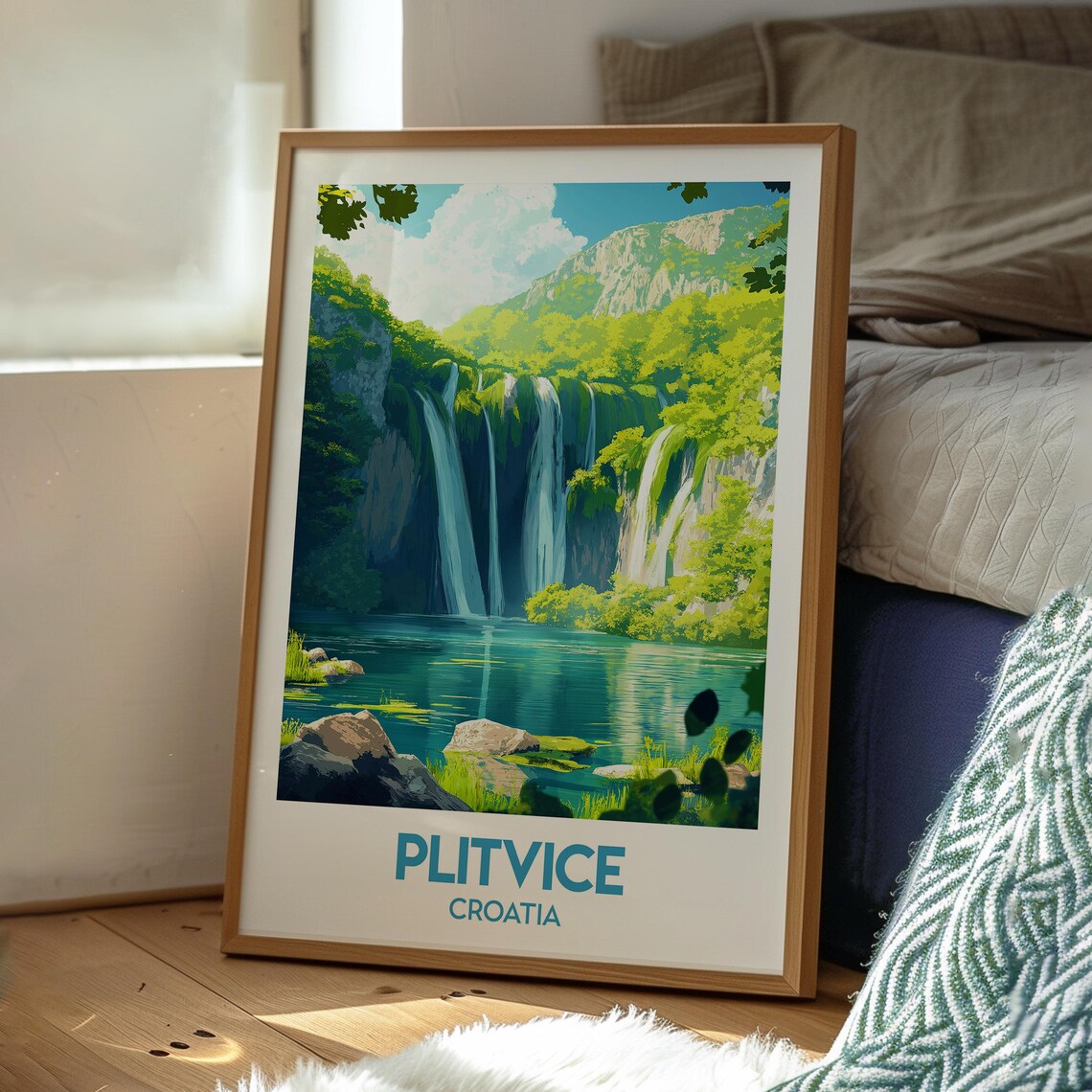 Plitvice Lakes Croatia Turquoise Waterfalls Nature Travel Poster - Image 3