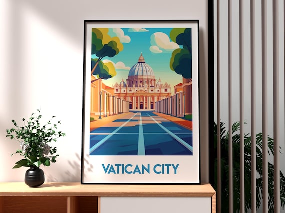 Vatican City St Peters Basilica Dome Classic Landmark Travel Poster