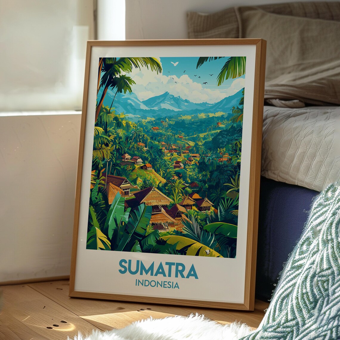 Sumatra Indonesia Jungle Village Mountains Tropical Travel Poster - Image 3