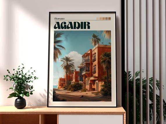 Agadir Print Wall Art Morocco Poster Travel Atlas Mountains Africa City