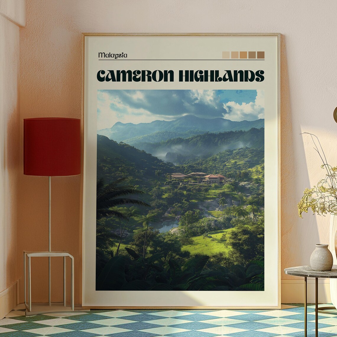Cameron Highlands Malaysia Misty Green Hills Tea Country Travel Poster - Image 2