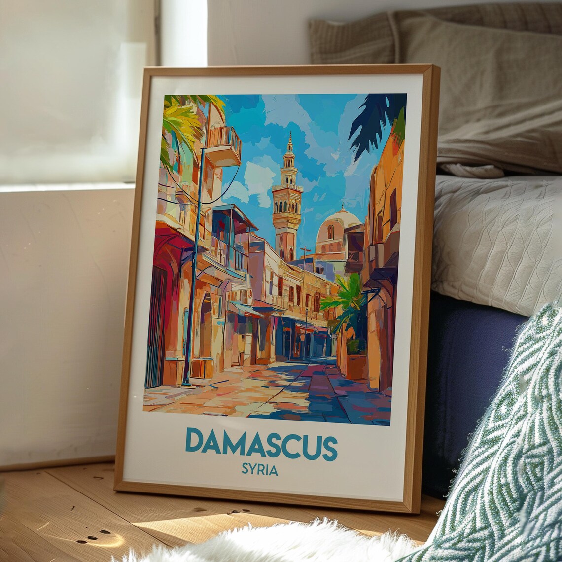 Damascus Syria Old City Street Retro Vintage Style Travel Poster - Image 3