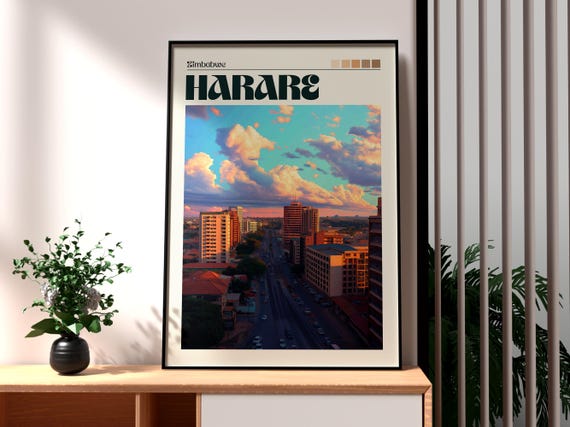Harare Travel Print Zimbabwe Wall Art Poster Africa City