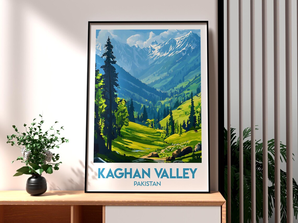 Kaghan Valley Pakistan Snow Capped Mountain Valley Travel Poster