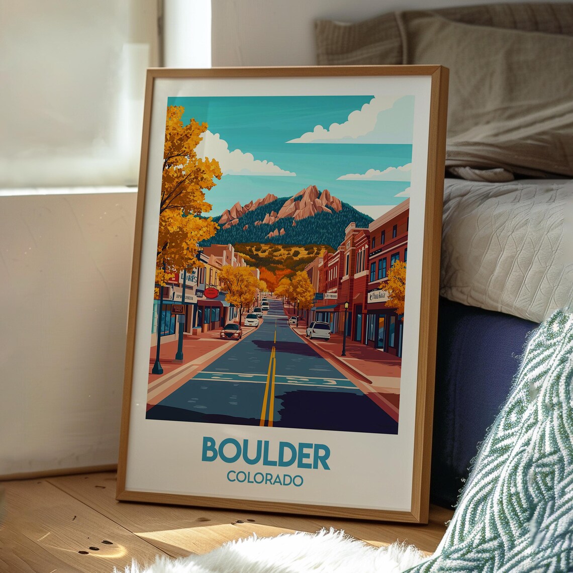 Boulder Colorado Downtown Street Mountain View Travel Poster - Image 3