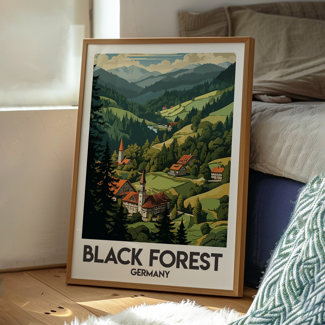 Black Forest Germany Pine Valley Village Vintage Travel Poster - Image 3