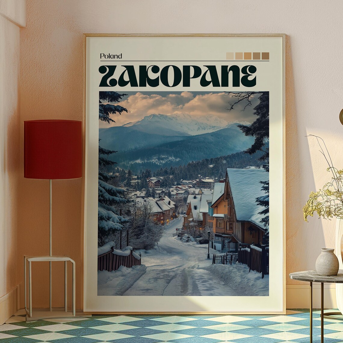 Zakopane Poland Tatra Mountains Snowy Winter Village Travel Poster - Image 2
