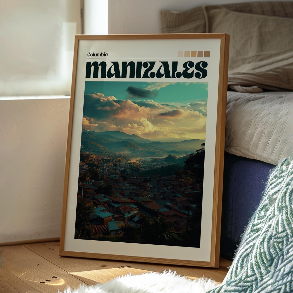 Manizales Colombia Mountain City Sunset Valley View Art Poster - Image 3