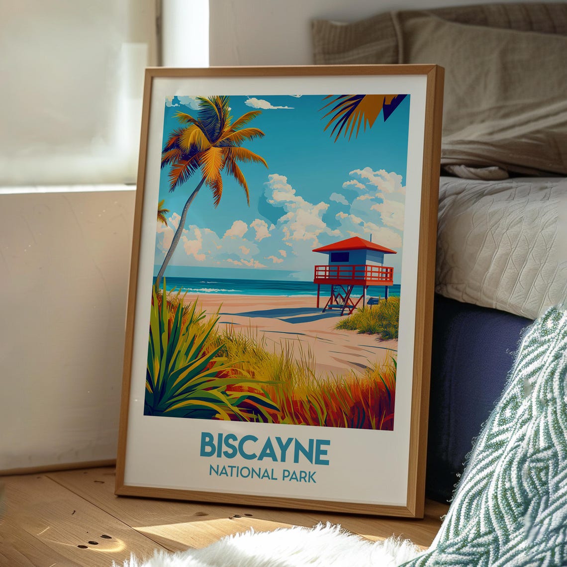 Biscayne National Park Florida Beach Lifeguard Tower Travel Poster - Image 3