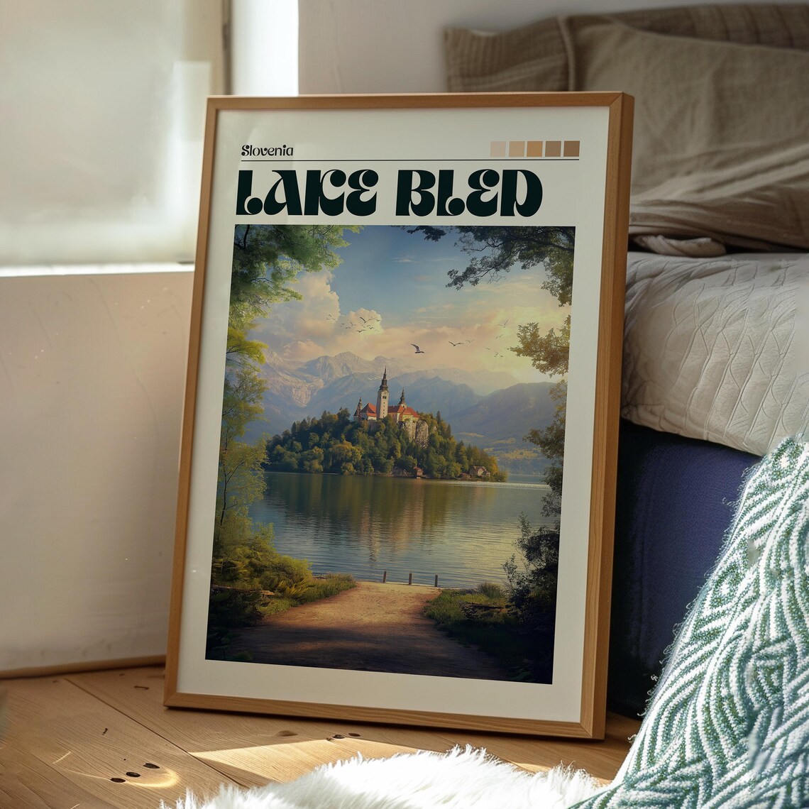 Lake Bled Slovenia Island Church Alpine Mountain Lake View Poster - Image 3
