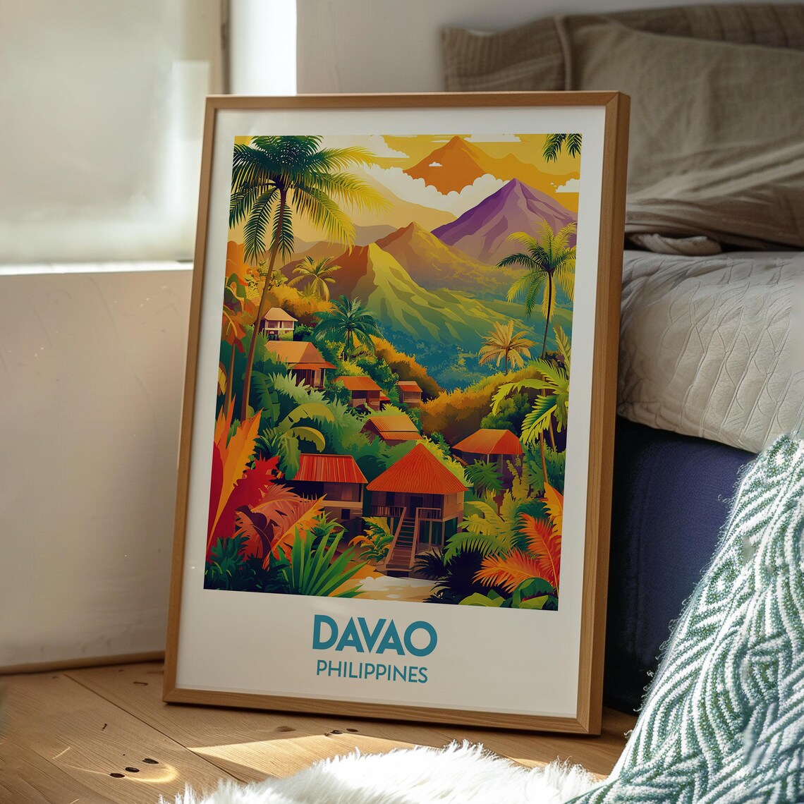 Davao Philippines Tropical Village Mountain Jungle Travel Poster - Image 3