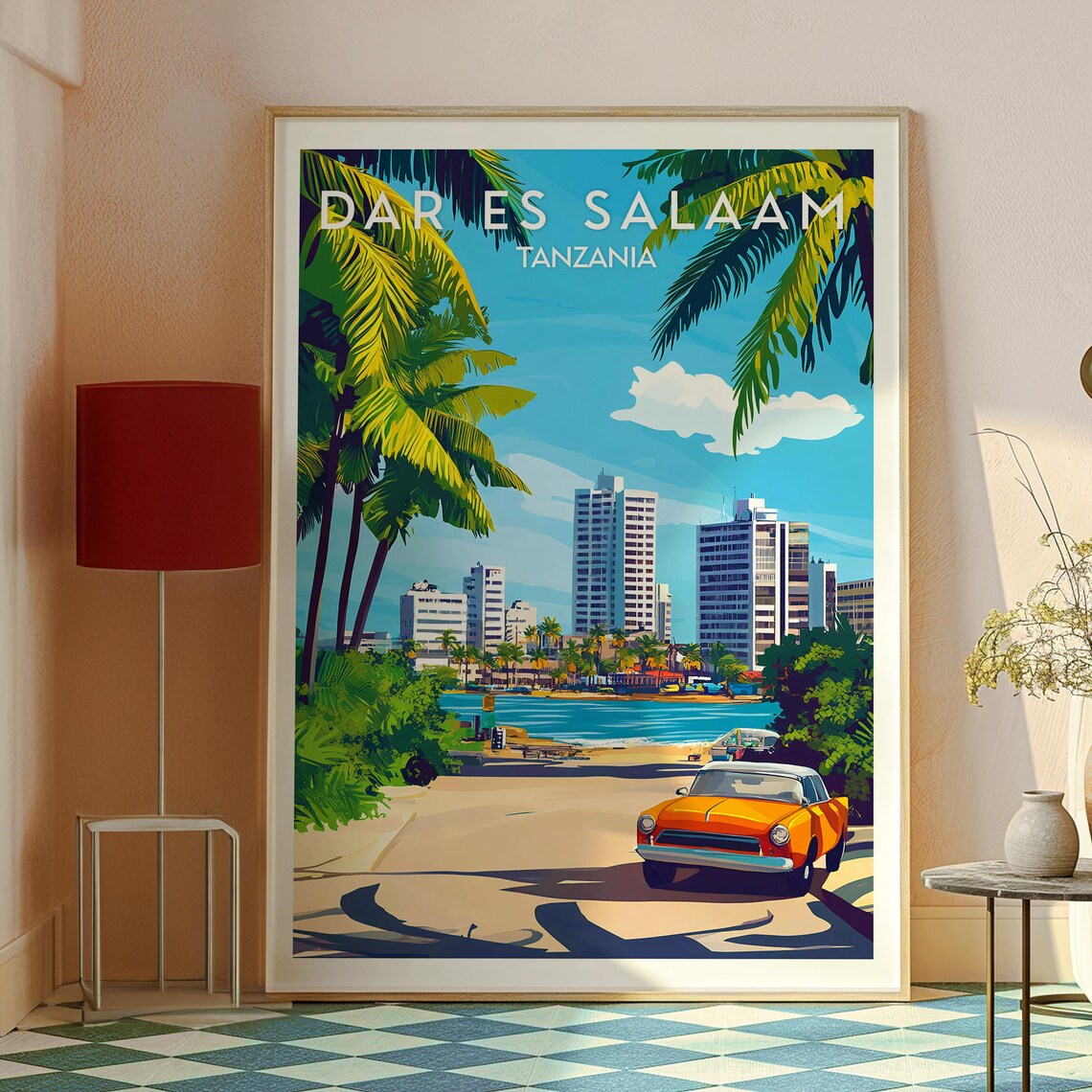 Dar es Salaam Tanzania Seafront City Palm Skyline Travel Poster - Image 2