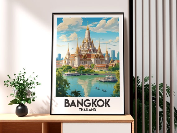 Bangkok Travel Print Thailand Wall Art Bkk The Grand Palace Poster Backpacking Gift For Traveller Thai