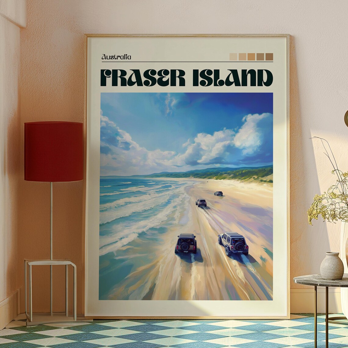 Fraser Island Australia Travel Poster, Coast Jeeps - Image 2