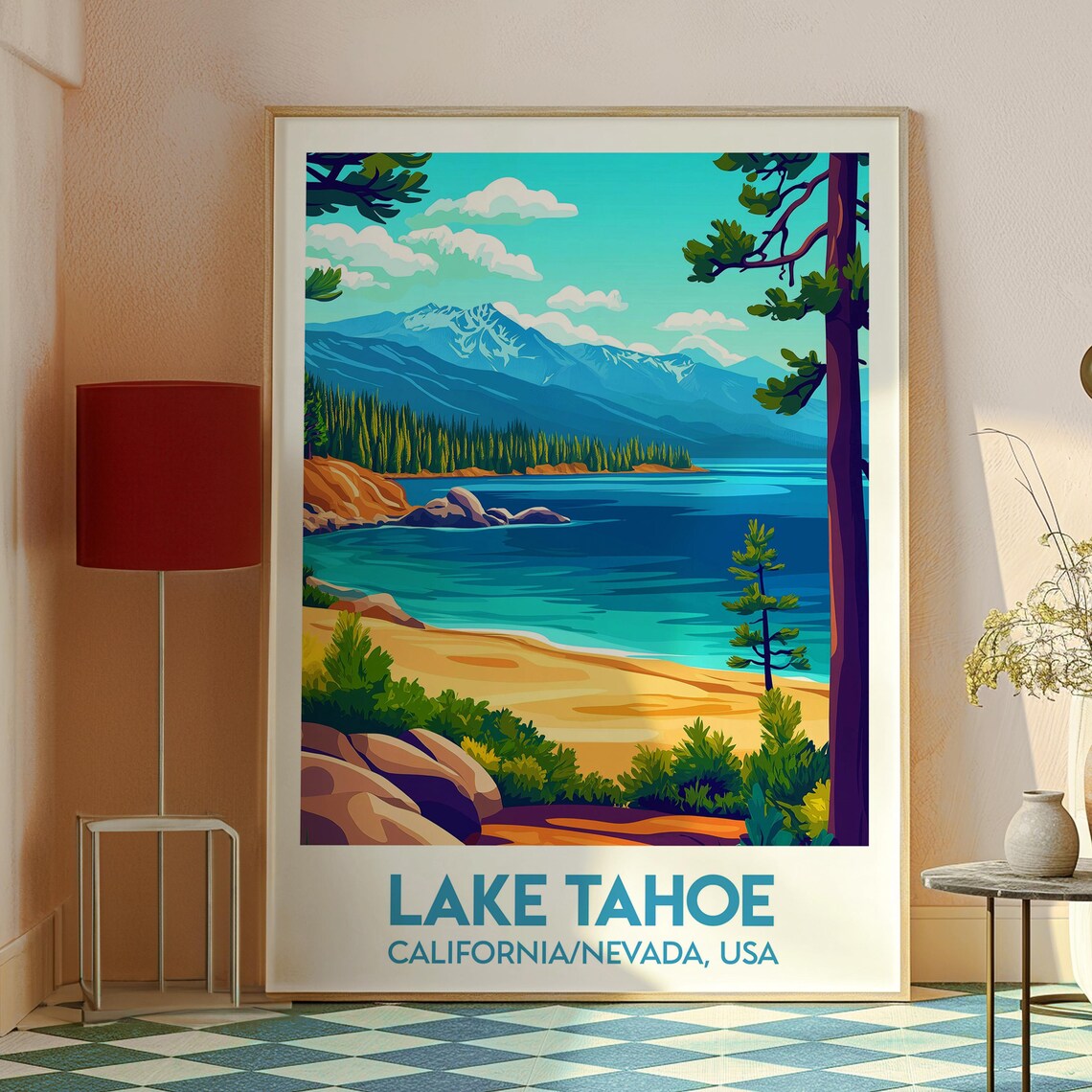 Lake Tahoe California Nevada Pine Beach Mountain Travel Poster - Image 2