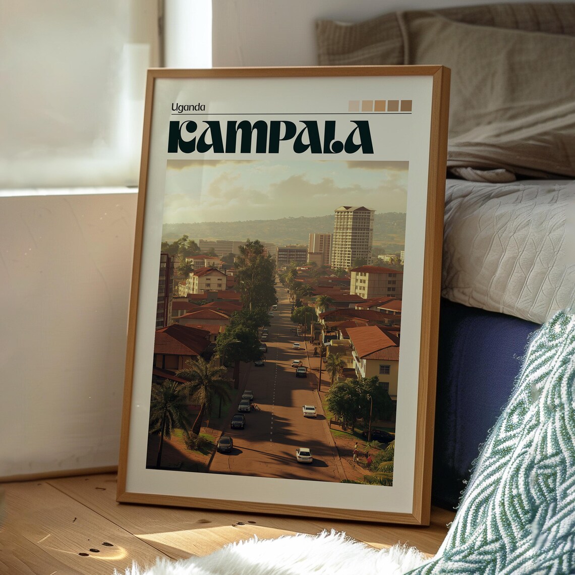 Kampala Uganda City Street Golden Sunset Vintage Travel Poster - Image 3