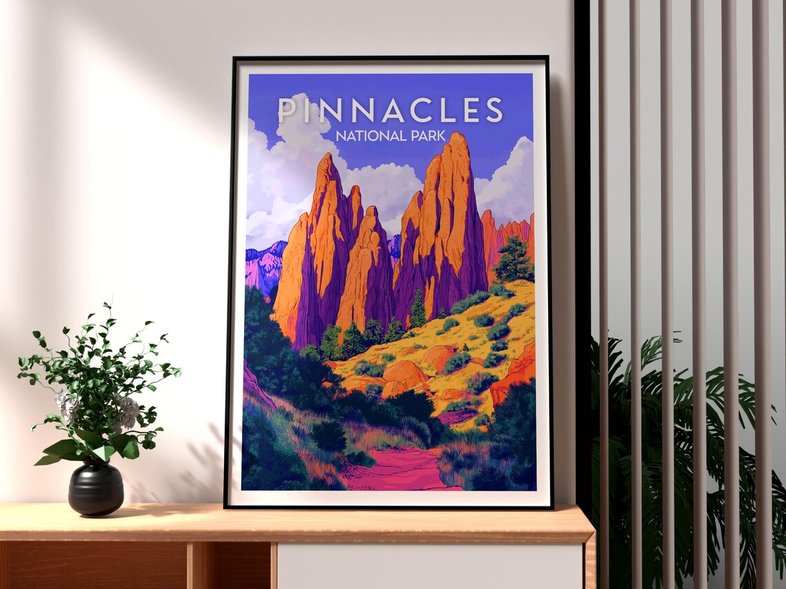 Pinnacles National Park Desert Spires Valley Trail Scene Poster