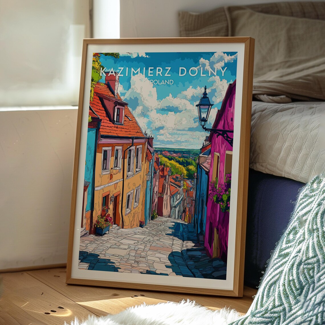 Kazimierz Dolny Poland Colorful Old Town Cobblestone Street Poster - Image 3