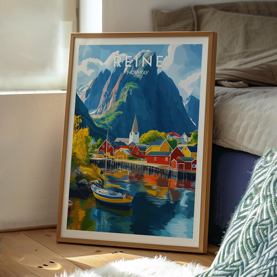 Reine Lofoten Arctic Fishing Village Fjord Norway Travel Poster - Image 3