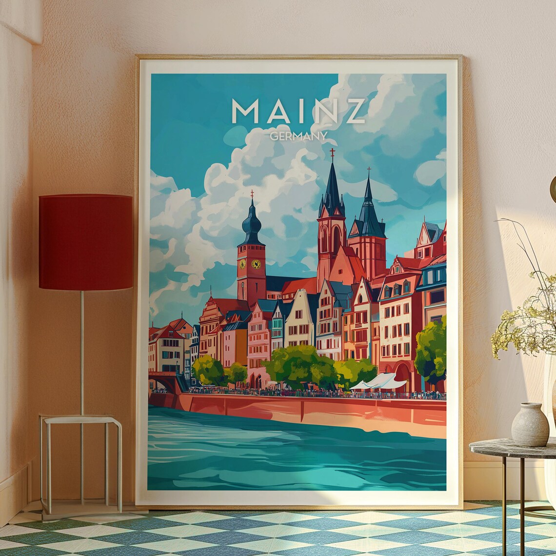 Mainz Travel Poster, Germany City Rhine - Image 2