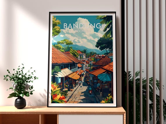 Bandung Travel Print Wall Art West Java Poster Backpacking Gift For Traveller Indonesia