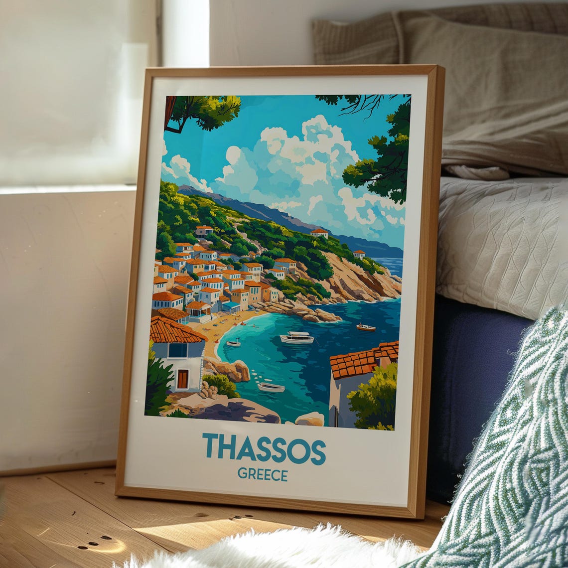 Thassos Greece Travel Poster, Coastal Wall Art - Image 3