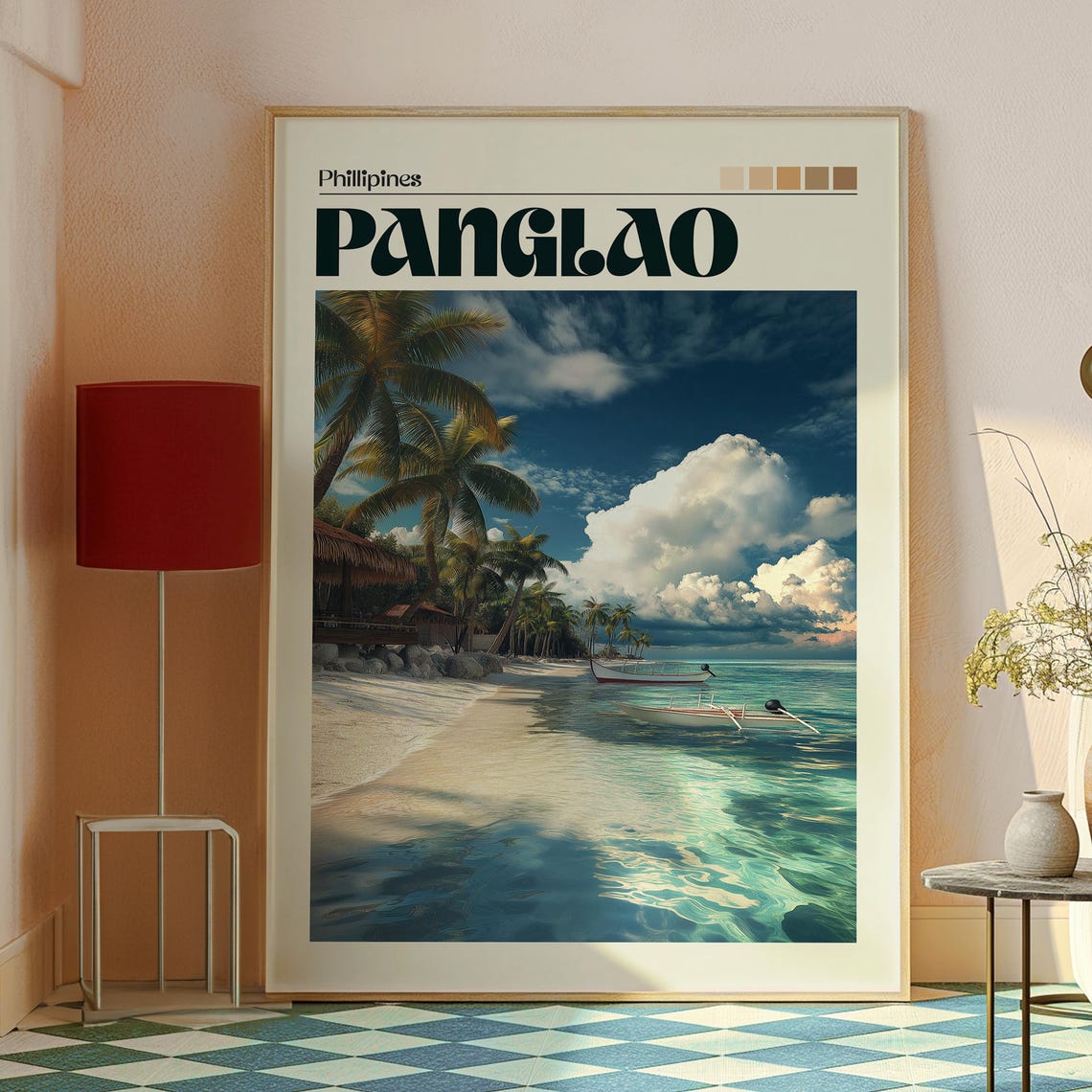 Panglao Philippines Tropical Beach Palms Turquoise Water Travel Poster - Image 2