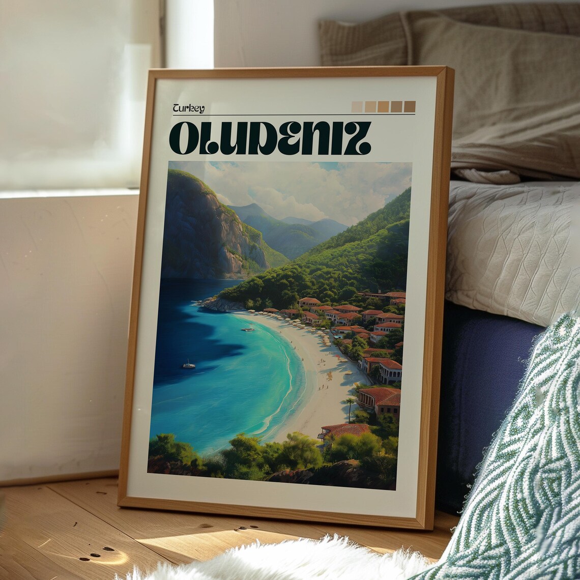 Oludeniz Turkey Blue Lagoon Beach Mountain Resort Travel Poster - Image 3