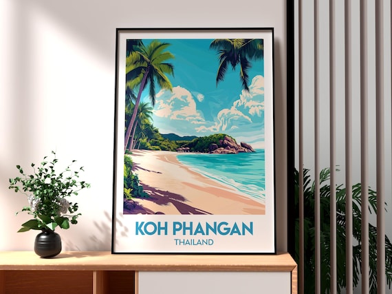 Koh Phangan Thailand Tropical Island Beach Palms Turquoise Sea Poster
