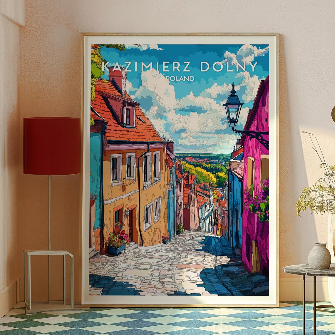 Kazimierz Dolny Poland Colorful Old Town Cobblestone Street Poster - Image 2