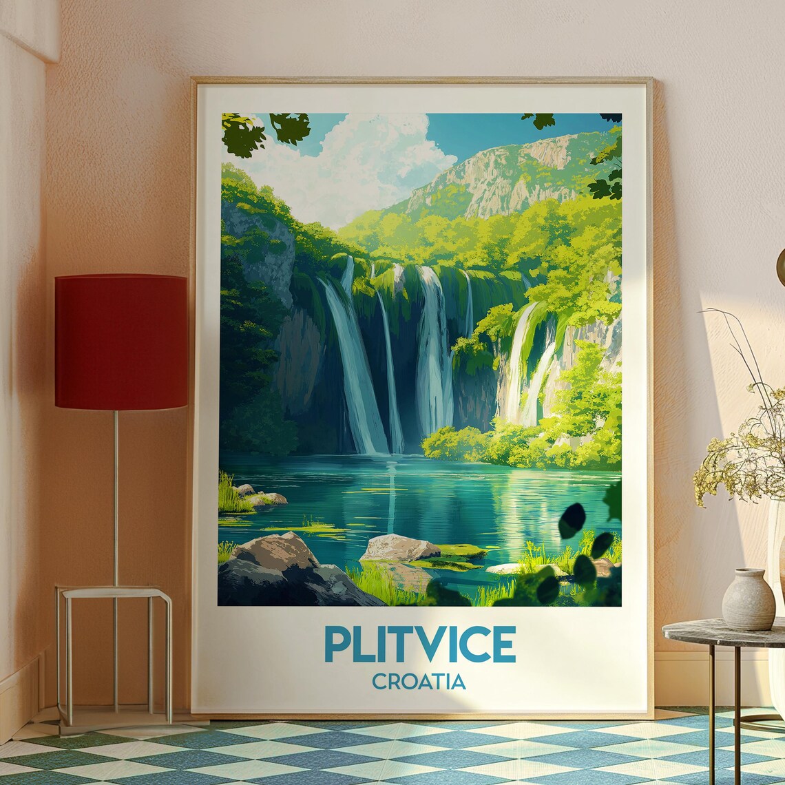 Plitvice Lakes Croatia Turquoise Waterfalls Nature Travel Poster - Image 2