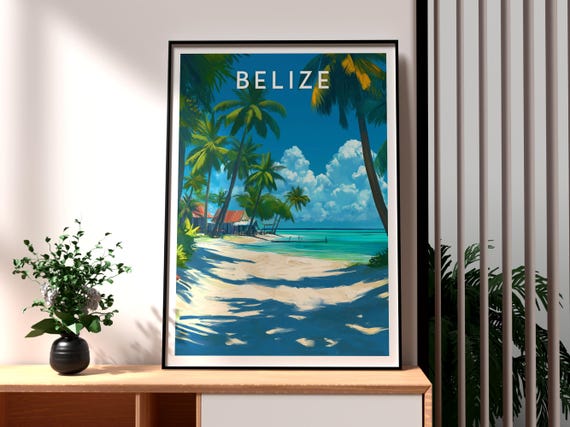 Belize Print Wall Art Coast Beach Travel Barrier Reef Central America